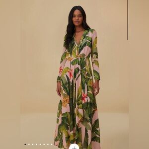 Farm Rio Pink Banana Leaves Maxi Dress